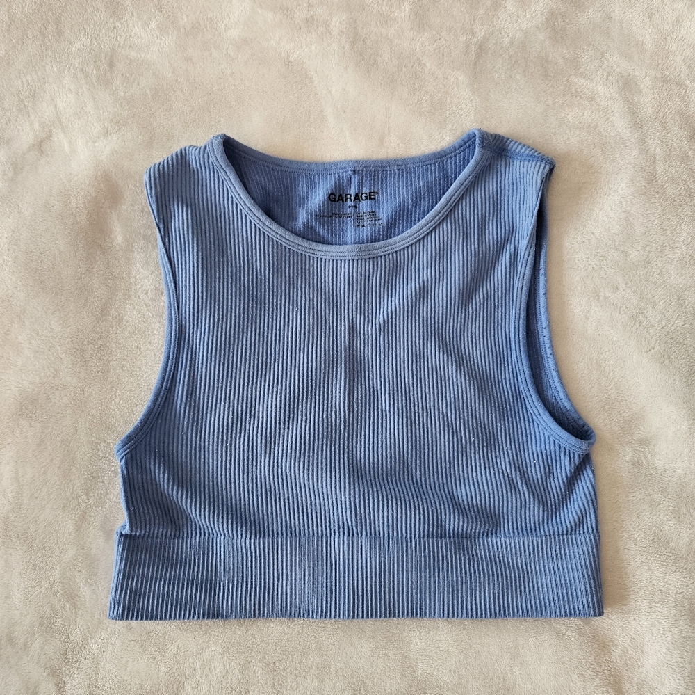 Wild Fable Sky Blue Ribbed Tank Top